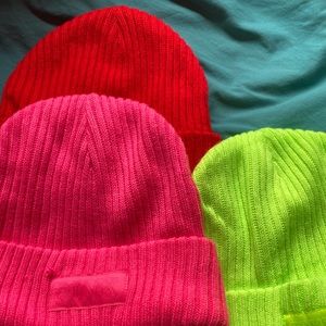 Pink, Victoria’s Secret beanie bundle.